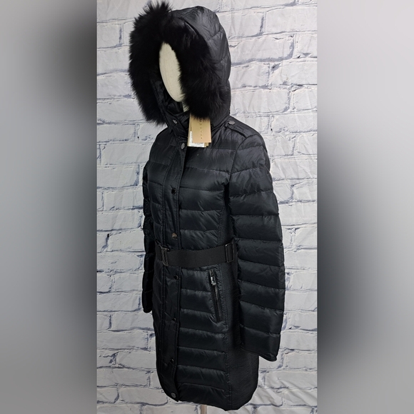 NWT Burberry Abbeydale Winter Jacket Parka Duck Down Blue Fox Fur Hoodie 4 US - Picture 14 of 16